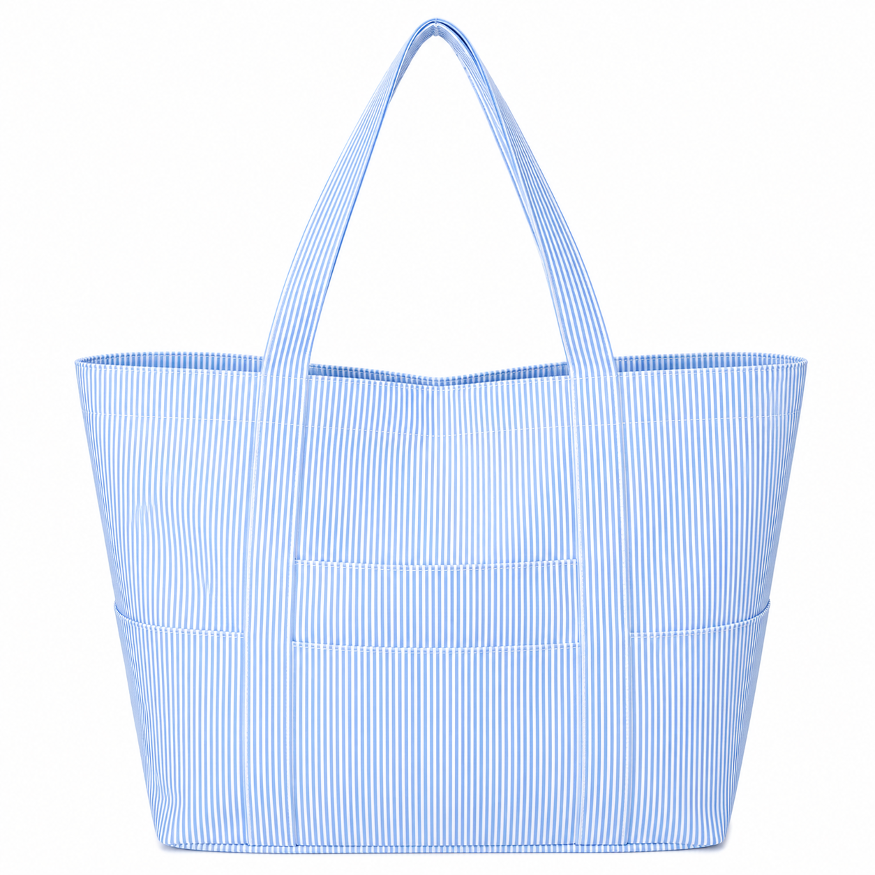 Baby Blue Preppy Stripe Glossy Jumbo Tote