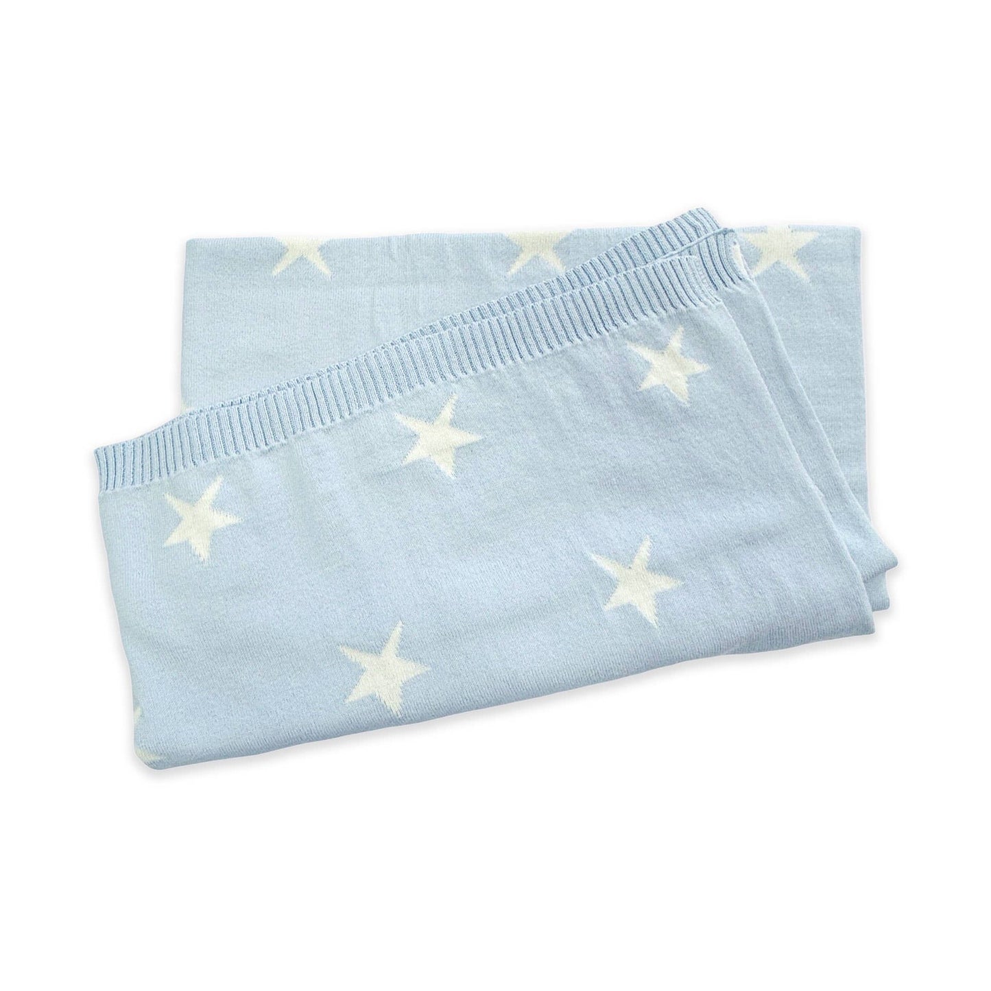 Reversible Stars Knit Baby Blanket - Sky Blue