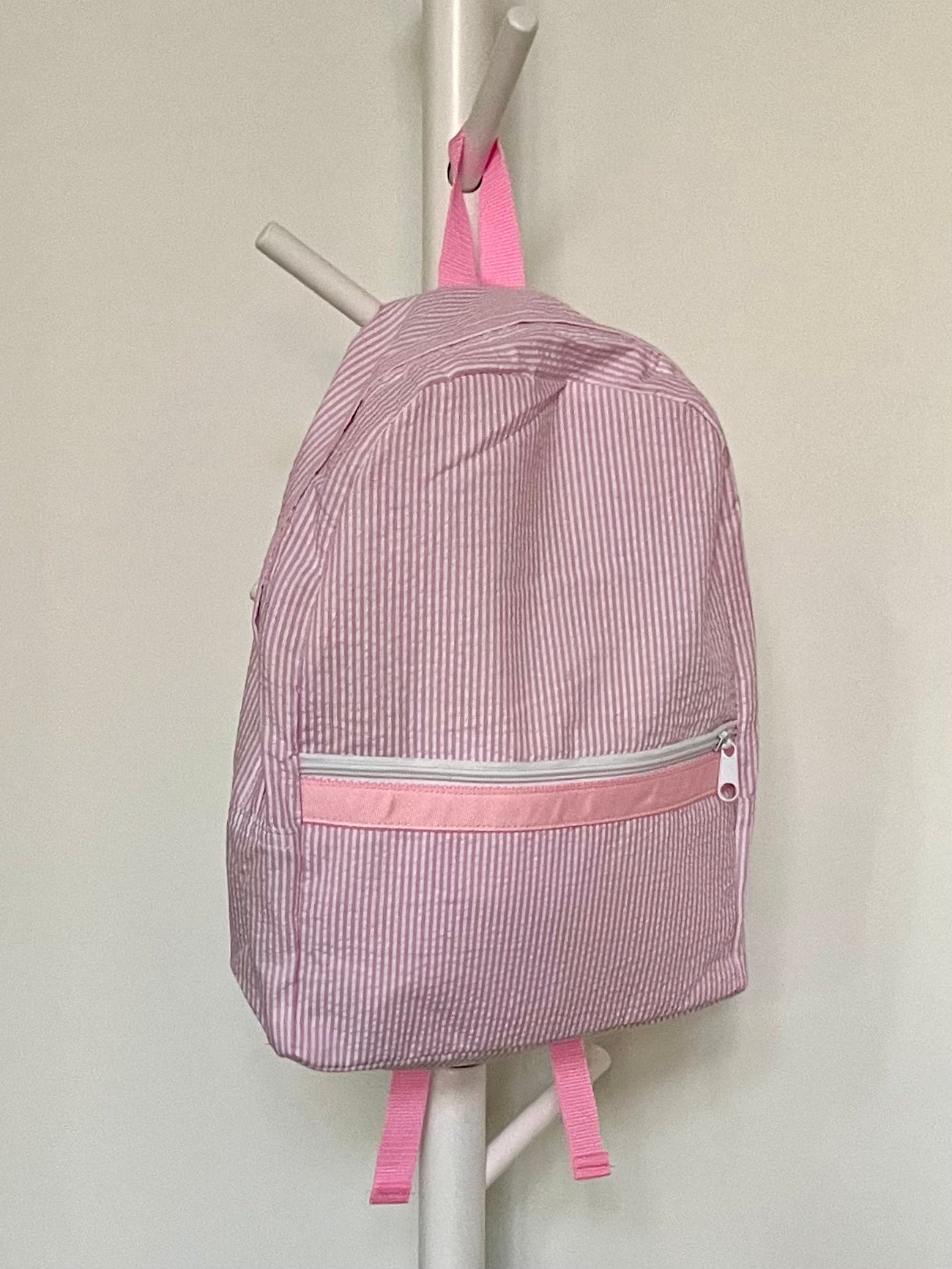 Pink Seersucker Backpack