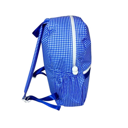 Electric Blue Medium Glossy Backpack w/ Pockets
