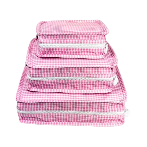 Pink Gingham Glossy Stacking Set