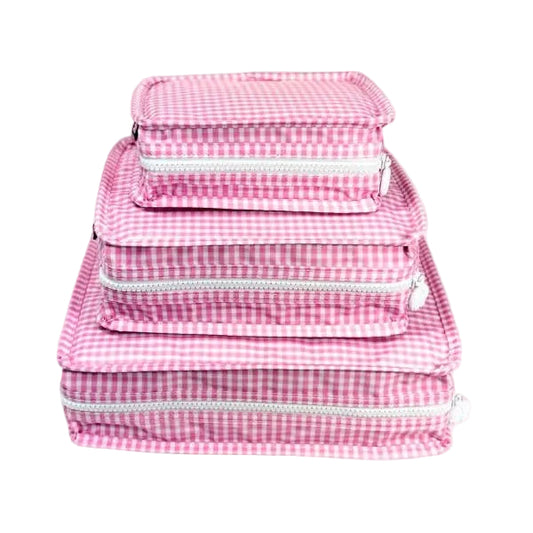 Pink Gingham Glossy Stacking Set