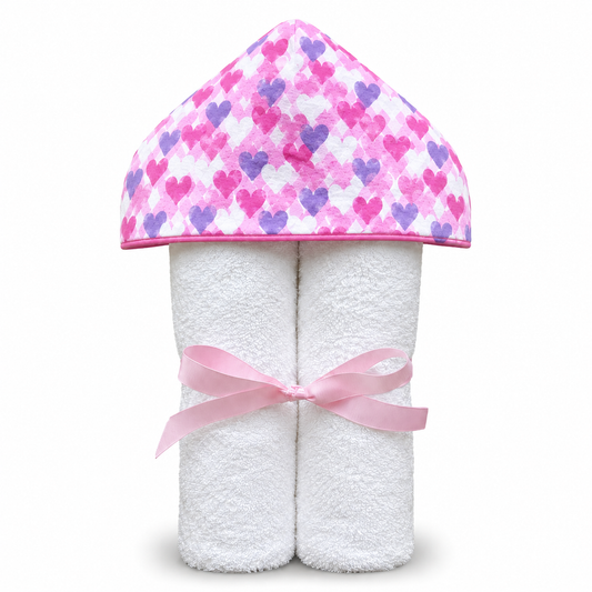 Doodle Hearts Hooded Towel