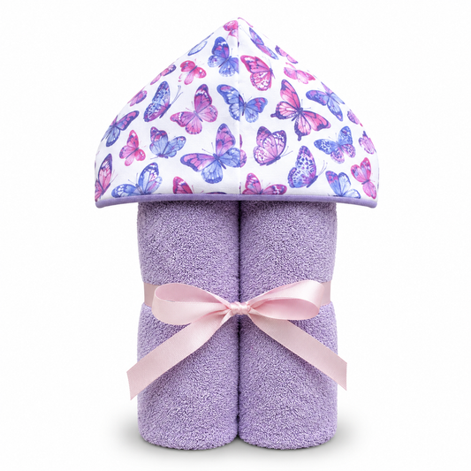 Purple Butterfly Hooded Towel