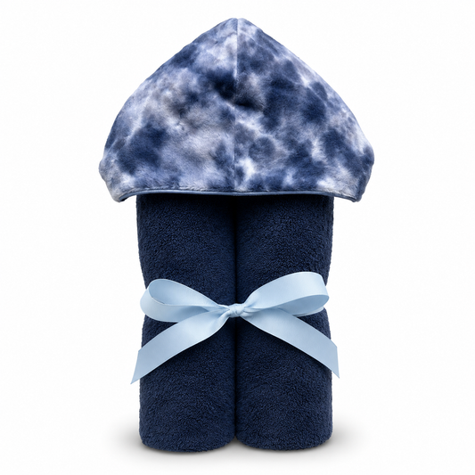 Navy Tie-Dye Hooded Towel