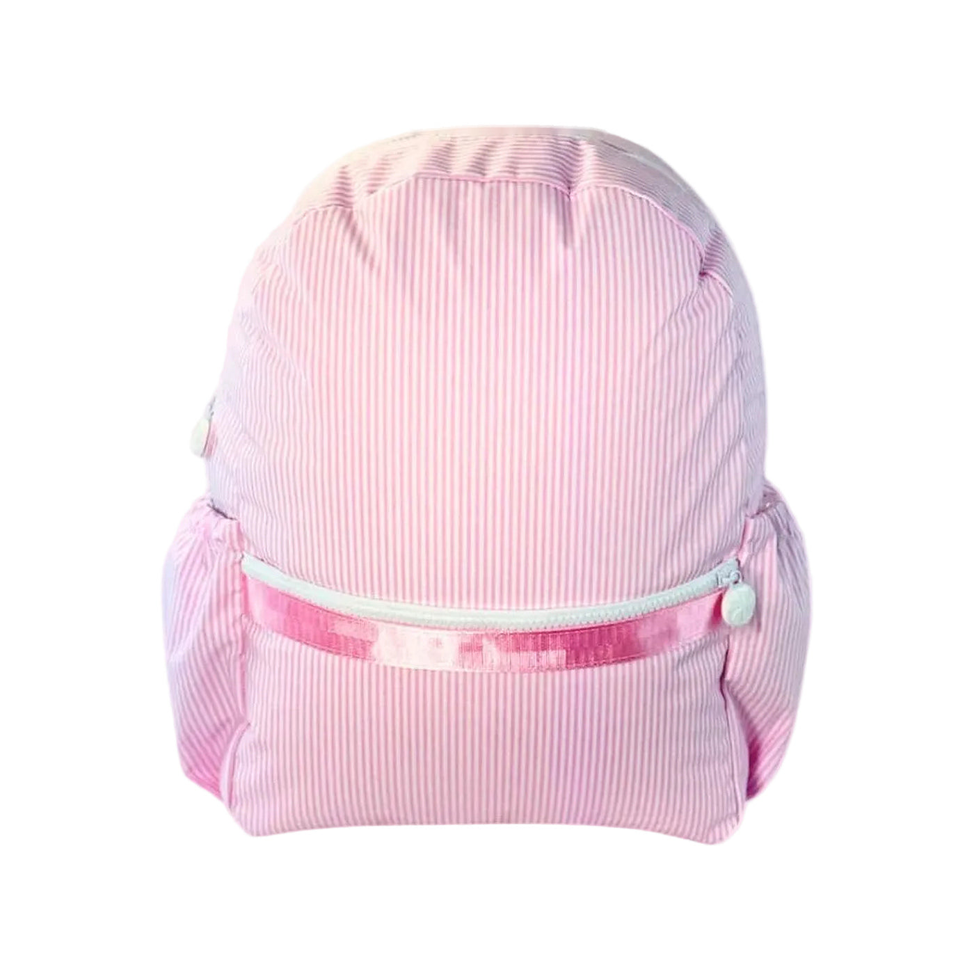 Pink Preppy Stripe Glossy Backpack w/ Pockets