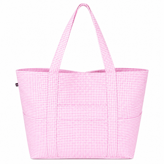 Pink Gingham Glossy Jumbo Tote