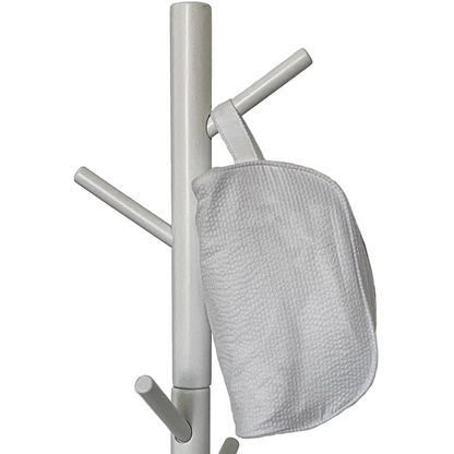 White Seersucker Stowaway Bag