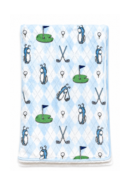 Blue Tee Time Burp Cloth
