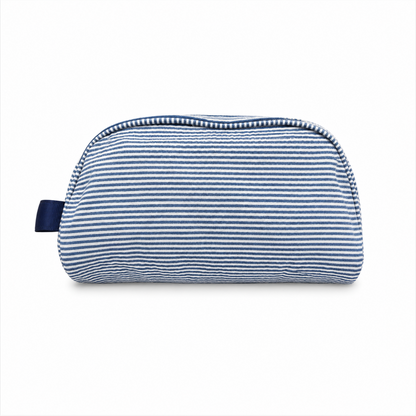 Navy Seersucker Stowaway Bag