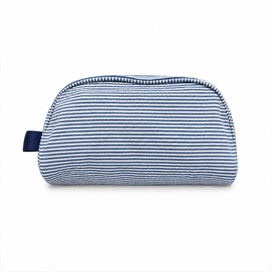 Navy Seersucker Stowaway Bag