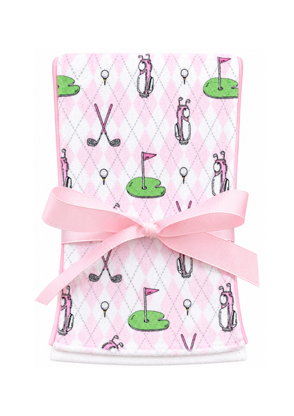 Pink Tee Time Burp Cloth