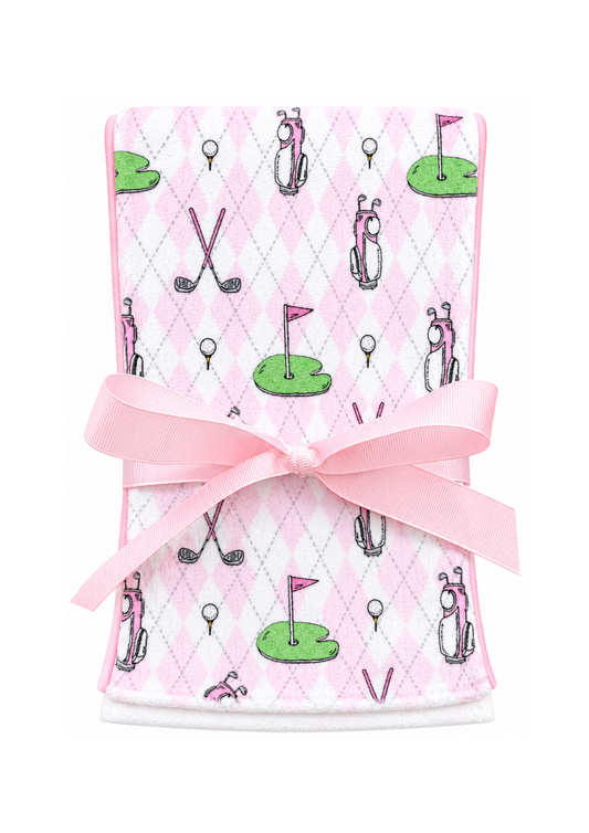 Pink Tee Time Burp Cloth