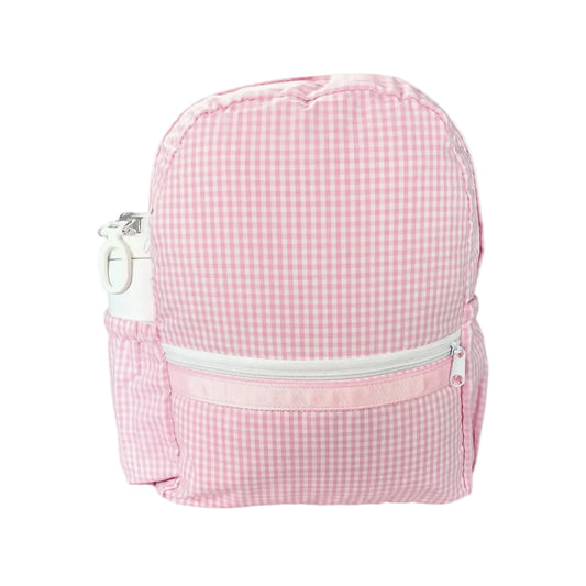 Pink Gingham Medium Backpack W/ Pockets