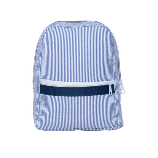 Navy Seersucker Backpack