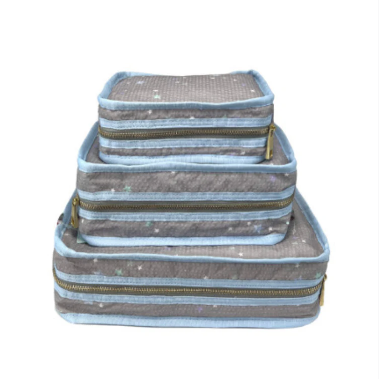 Gray Stars Seersucker Stacking Set