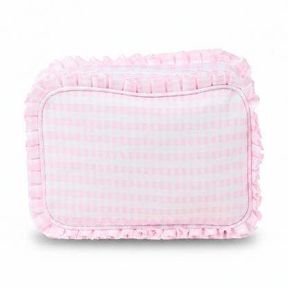 Light Pink Gingham Ruffle Everything Bag