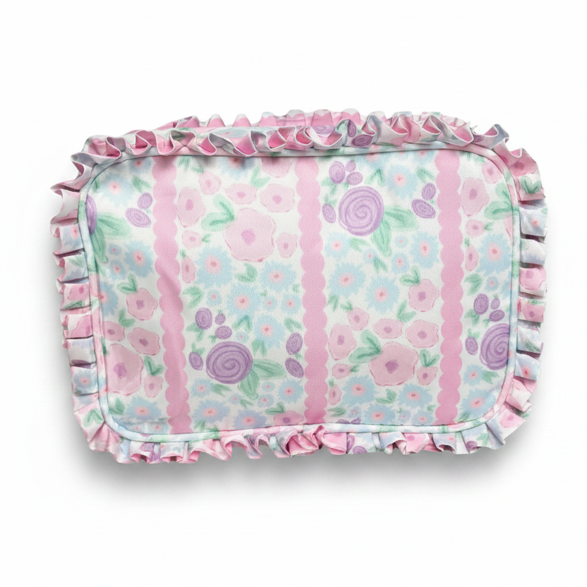 Scallop Striped Floral Ruffle Everything Bag