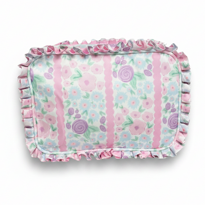 Scallop Striped Floral Ruffle Everything Bag