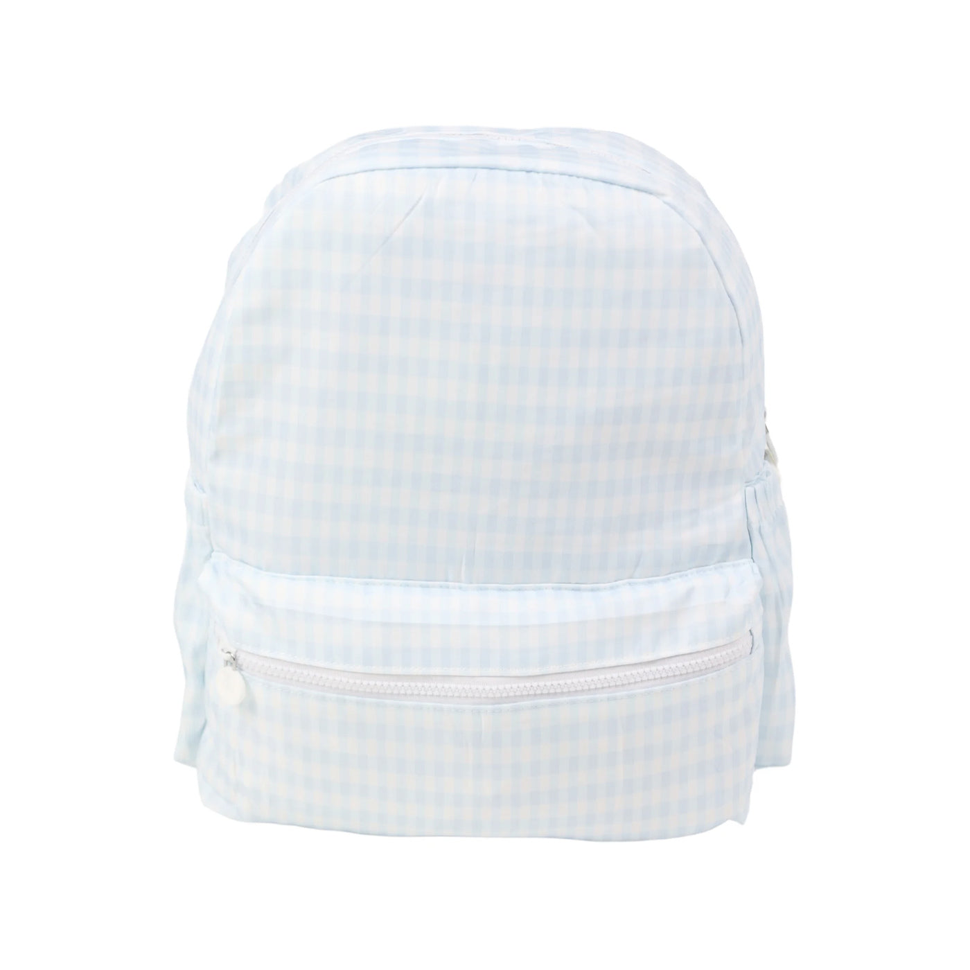 Light Blue Gingham Backpack W/ Pockets