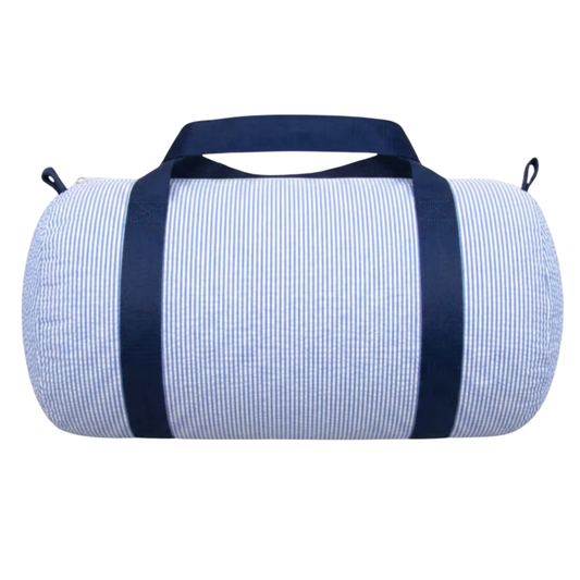 Navy Seersucker Large Duffel