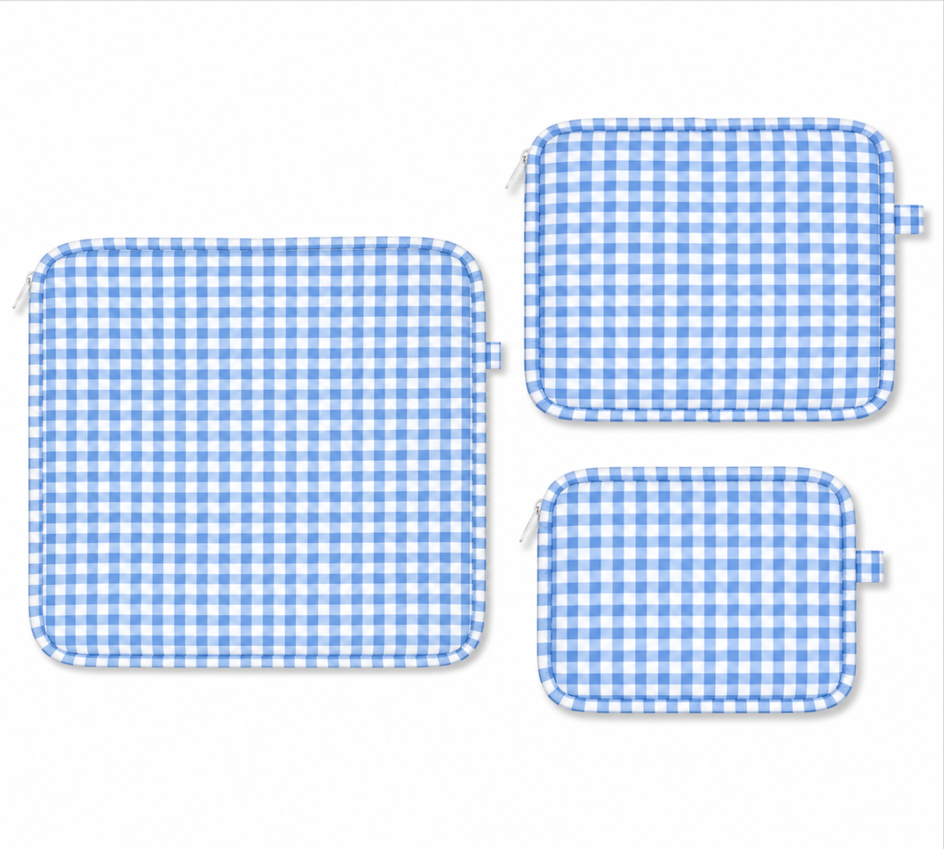 Baby Blue Gingham Glossy Stacking Set
