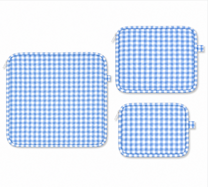 Baby Blue Gingham Glossy Stacking Set