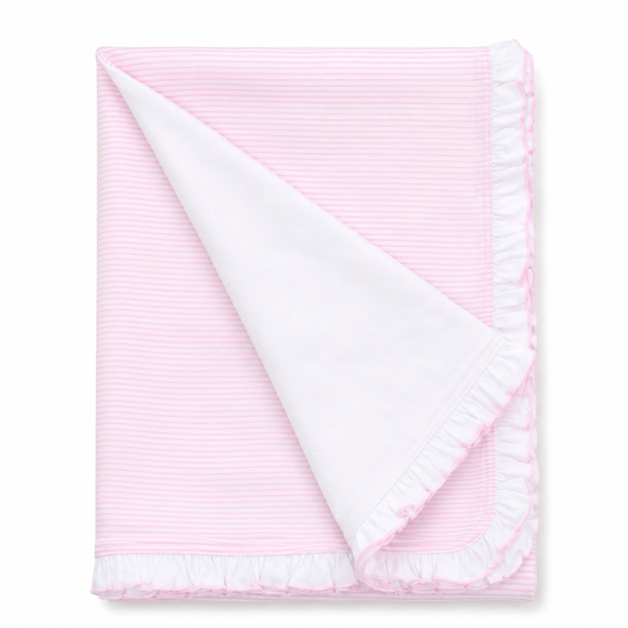 Mini Pink Stripes Ruffle Receiving Blanket