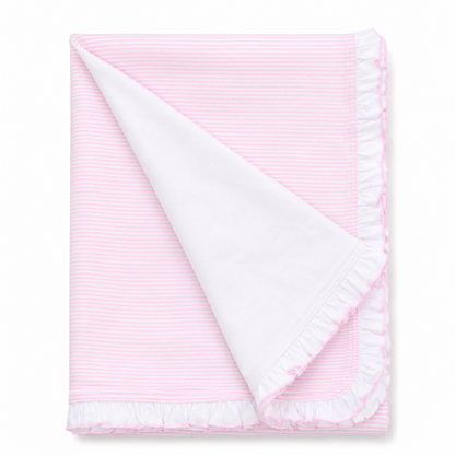 Mini Pink Stripes Ruffle Receiving Blanket