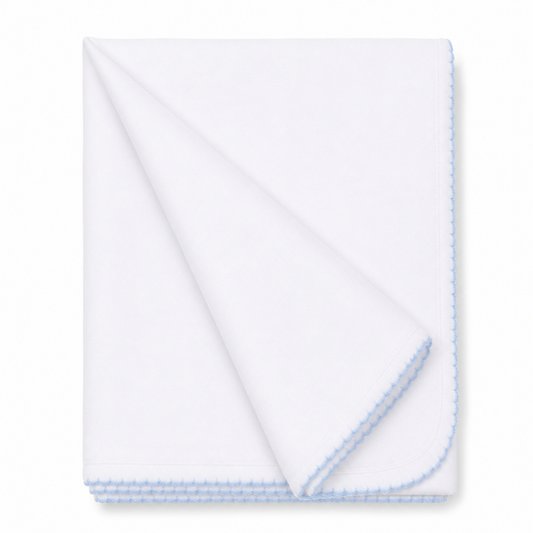 Essentials Blue Trim Receiving Blanket