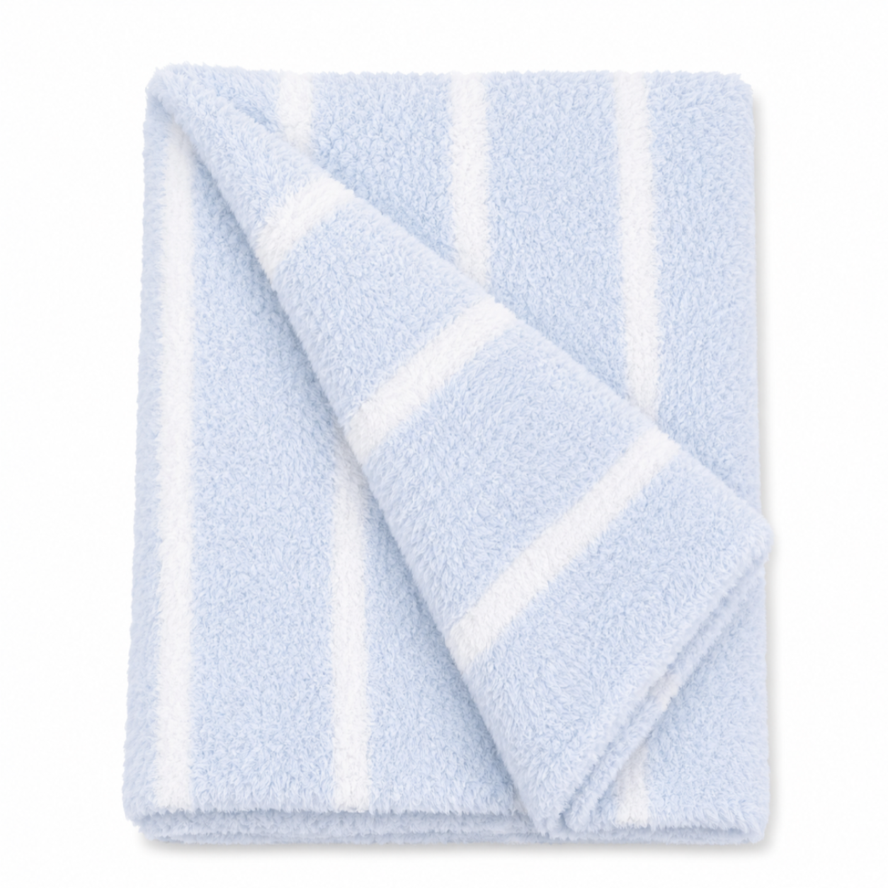 Light Blue & Ivory Stripe Stroller Blanket