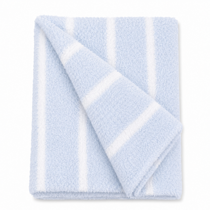 Light Blue & Ivory Stripe Stroller Blanket