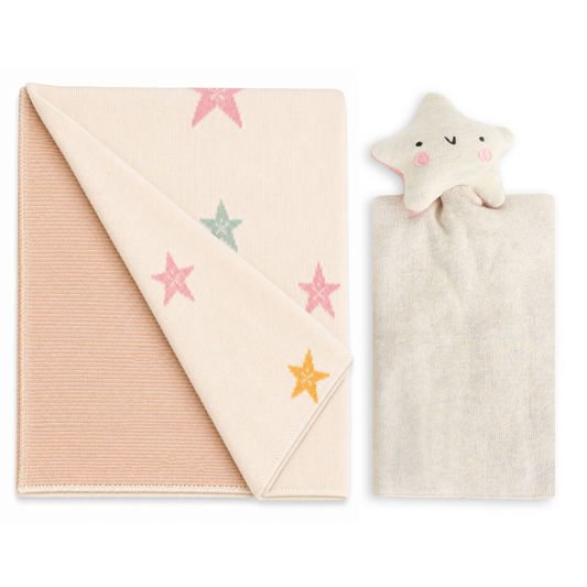Stars Baby Knit Blanket & Lovey Gift Set