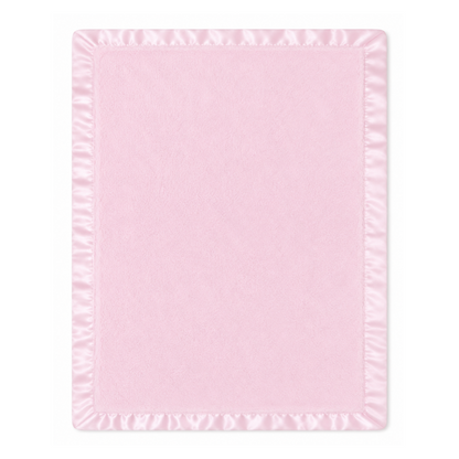 Plush Pink Baby Blanket W/ Satin Trim