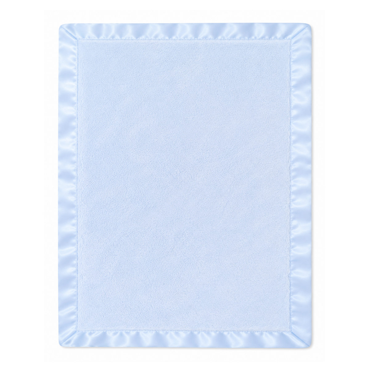 Plush Blue Baby Blanket W/ Satin Trim