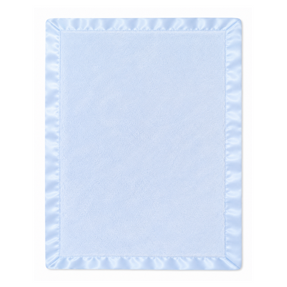 Plush Blue Baby Blanket W/ Satin Trim
