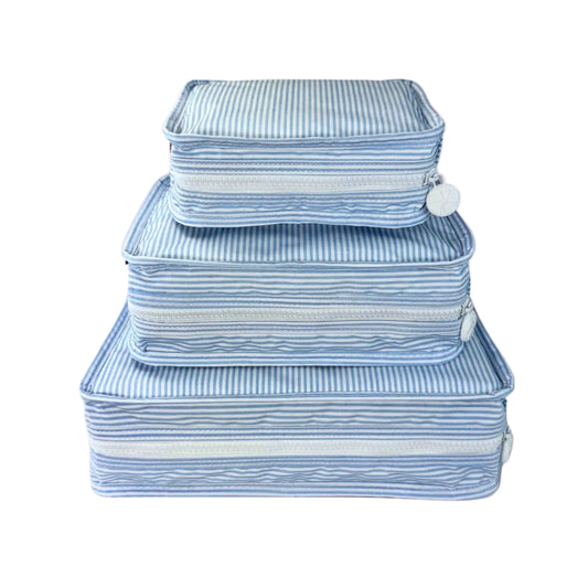 Baby Blue Preppy Stripe Glossy Stacking Set