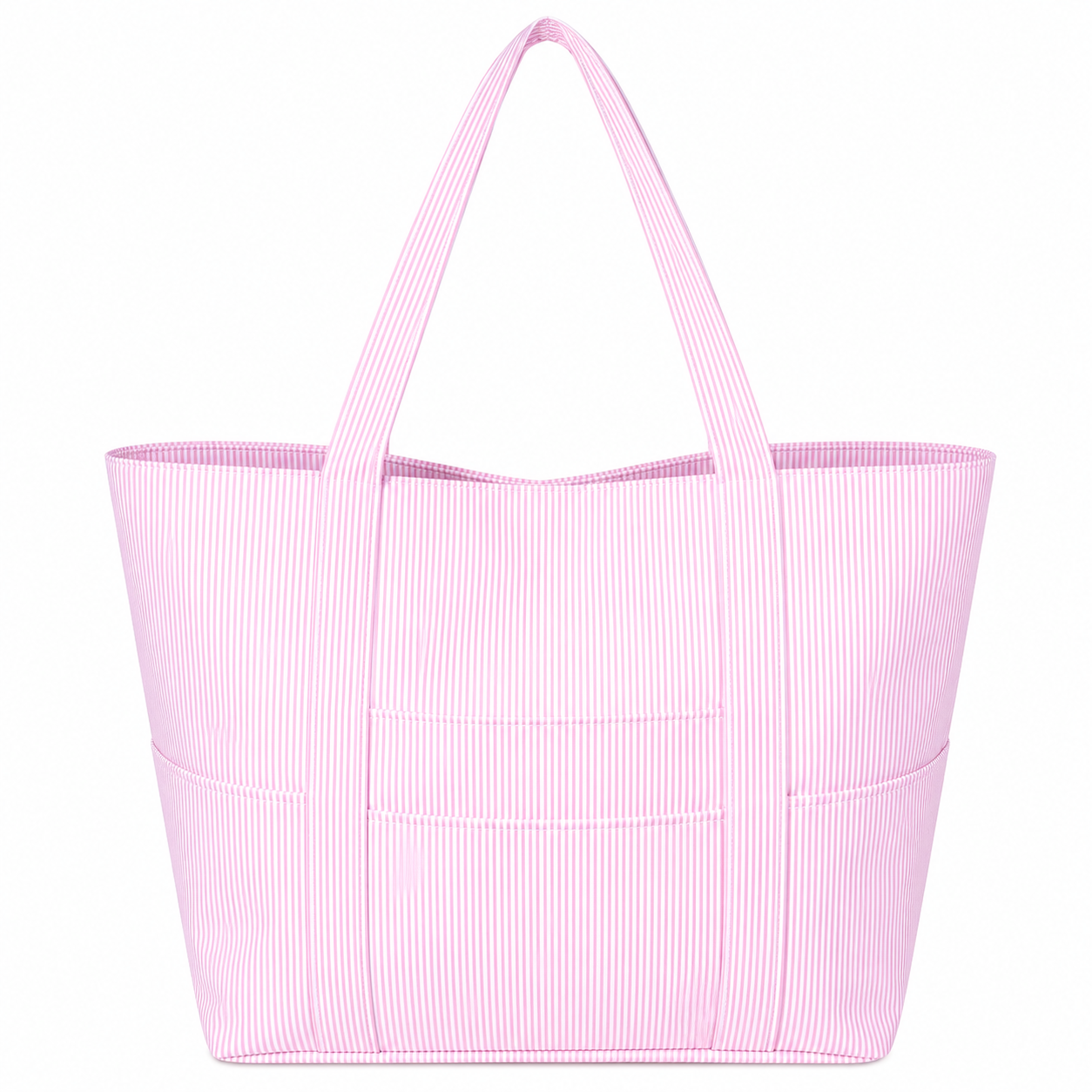 Pink Preppy Striped Glossy Jumbo Tote