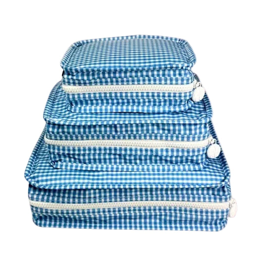Baby Blue Gingham Glossy Stacking Set