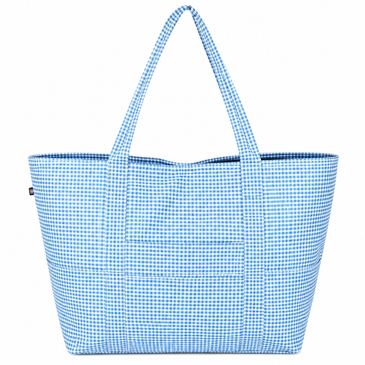 Baby Blue Gingham Glossy Jumbo Tote