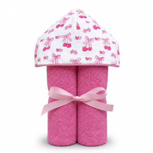 Cherry Bows Hooded Towel