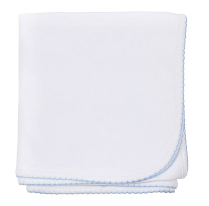 Essentials Blue Trim Receiving Blanket