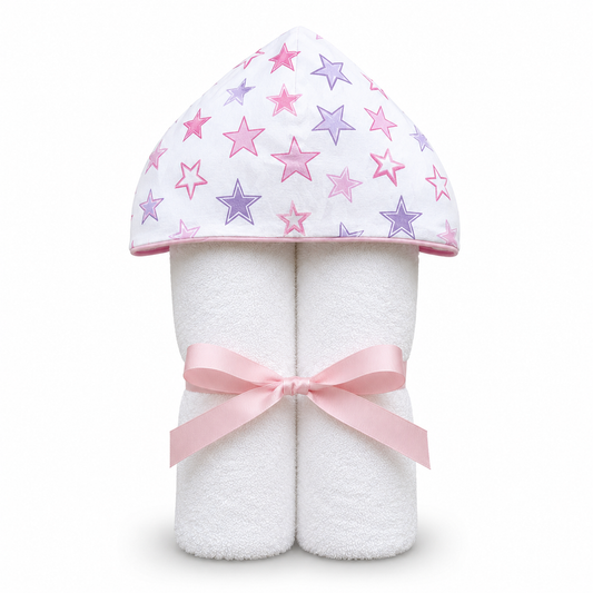 Pink Starry Sky Hooded Towel