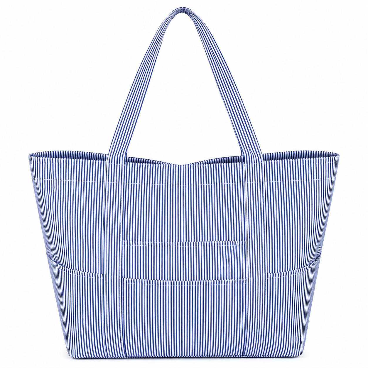 Navy Preppy Stripe Glossy Jumbo Tote