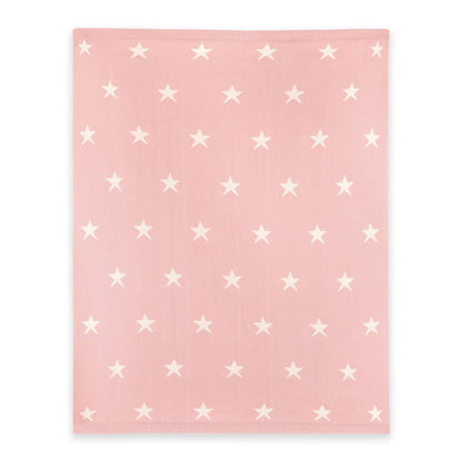 Reversible Stars Knit Baby Blanket - Blush