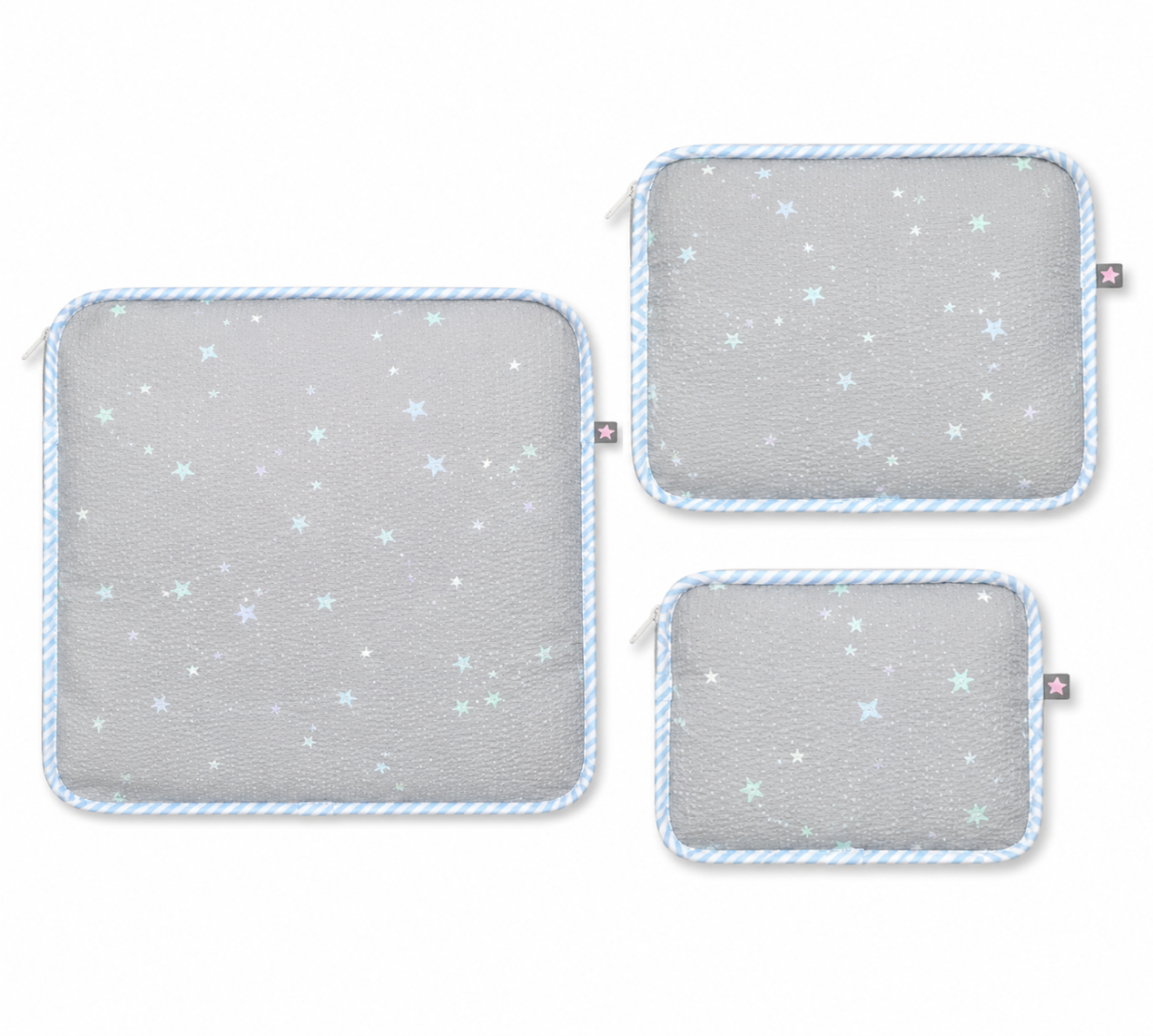 Gray Stars Seersucker Stacking Set