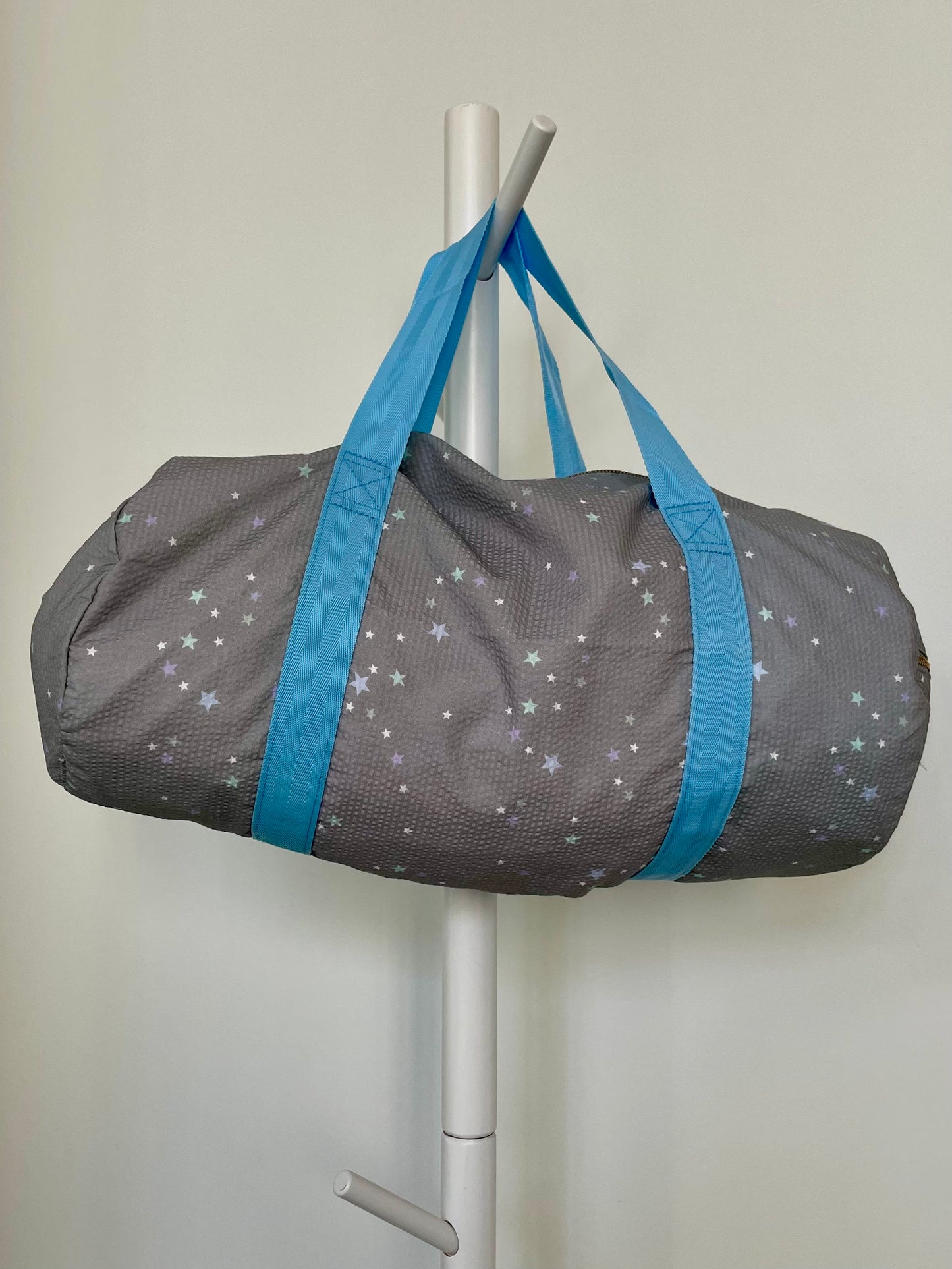 Gray Stars Seersucker Weekend Duffel