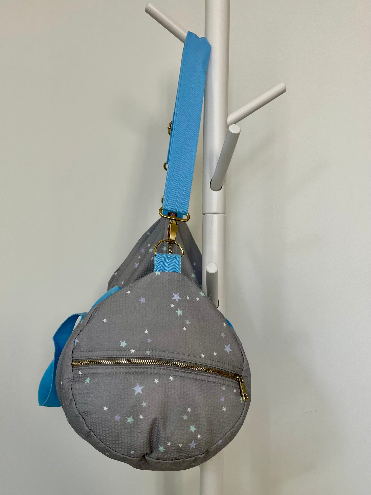 Gray Stars Seersucker Weekend Duffel