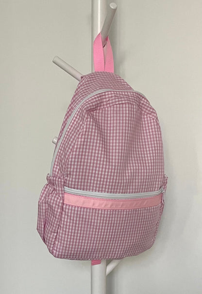 Pink Gingham Medium Backpack W/ Pockets
